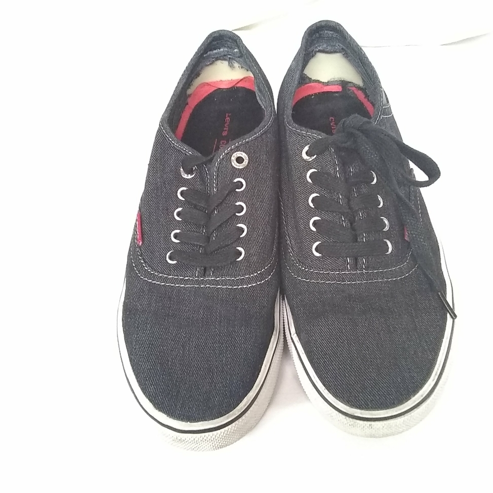Levi's Denim Sneakers Black Textile Lace Up Size 10
